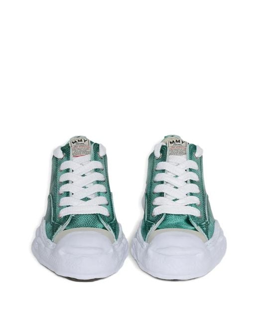 Maison Mihara Yasuhiro Green Hank Low Brushed Leather Sneakers for men