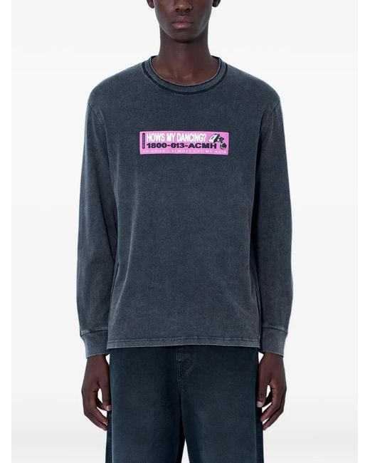 ACHM Blue Logo-Patch Long-Sleeve T-Shirt for men