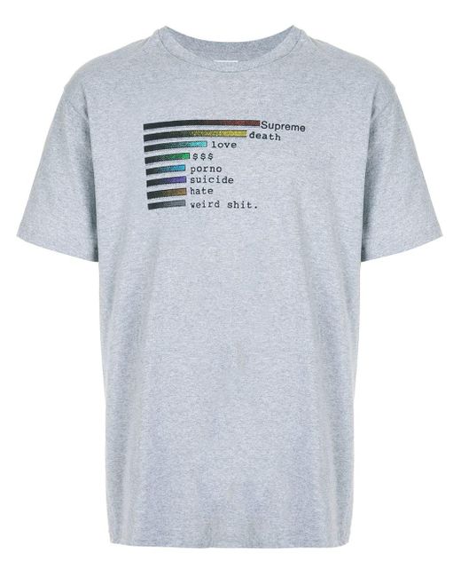 Supreme Gray Ss18 Chart T-shirt for men