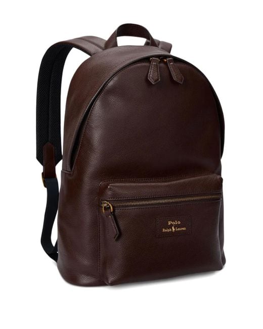 Polo Ralph Lauren Brown Leather Zip-Fastening Backpack for men