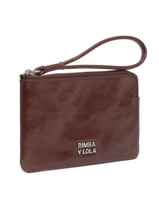 Bimba Y Lola Brown Zip Leather Wallet