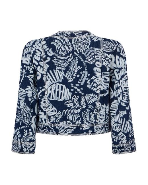 DSquared² Blue Dark Flower Wash Mini Kaban Jacket