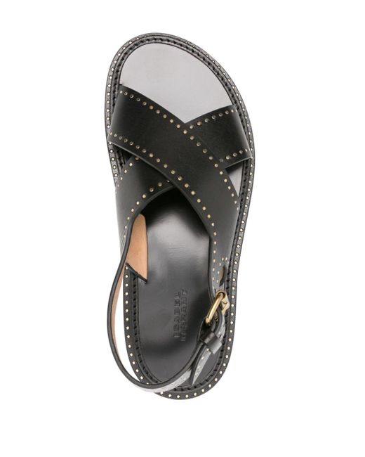 Isabel Marant Black Stud-embellished Leather Sandals
