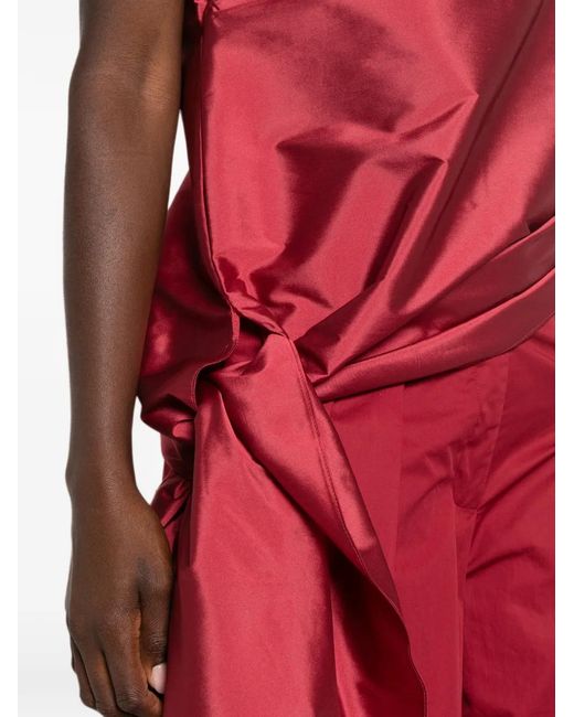 Abadia Red Wide Shoulder Knot Top