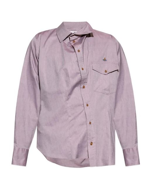 Vivienne Westwood Purple Orb-Embroidered Shirt for men