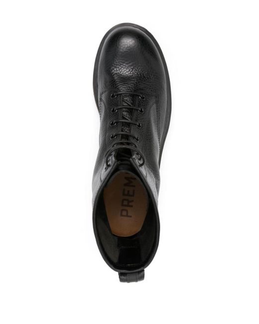 Premiata Black Leather Combat Boots for men
