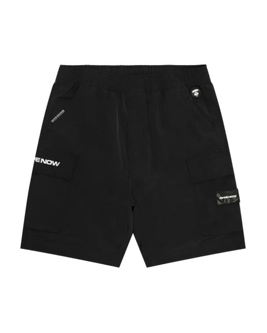Aape By A Bathing Ape Black Logo-Print Cargo Shorts for men