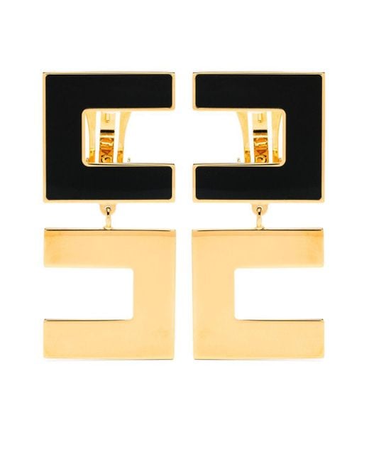 Elisabetta Franchi Metallic Logo-shaped Dangle Clip-on Earrings