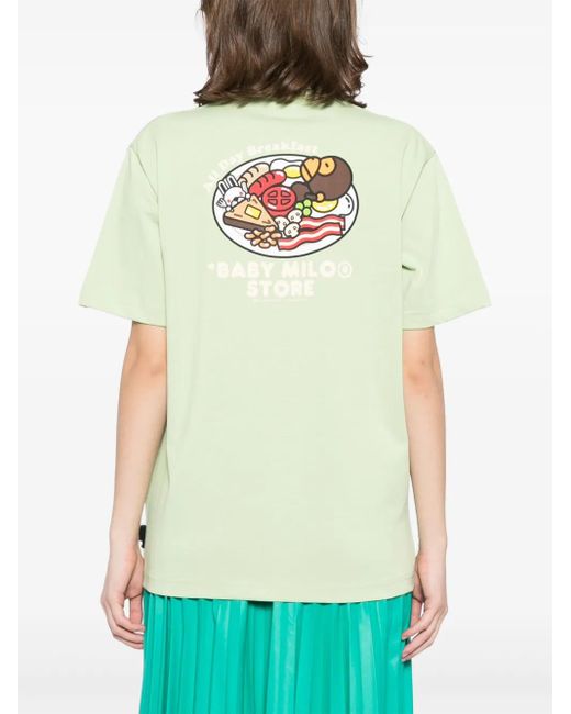 A Bathing Ape Green Logo-Print T-Shirt