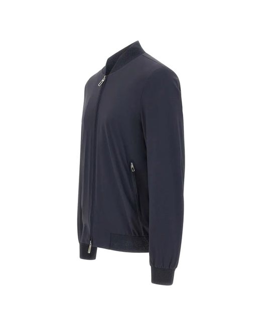 Diktat Blue Zip Bomber Jacket for men