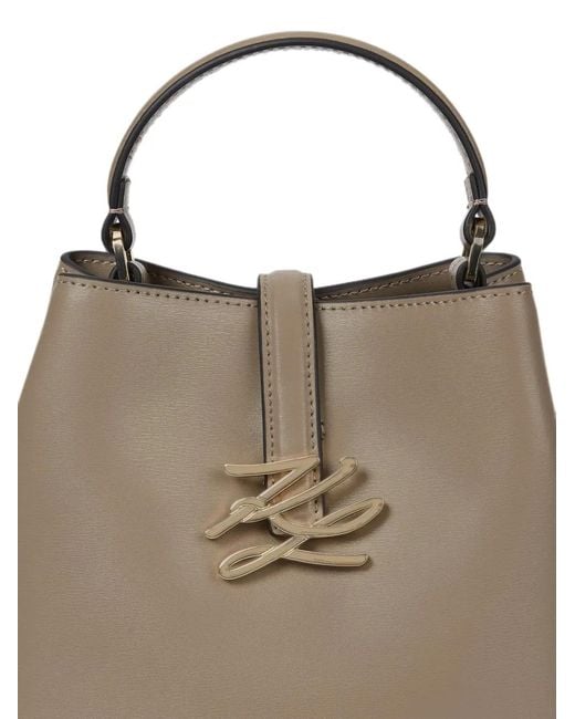 Karl Lagerfeld Natural Small K/Autograph Bucket Bag