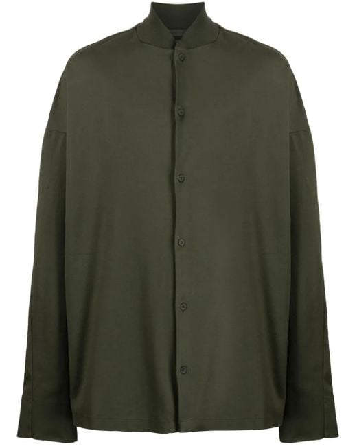 Transit Green Baseball-Collar Cotton Shirt for men