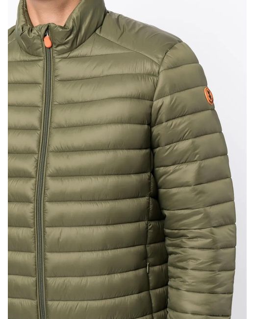 Save The Duck Green High-Neck Padded Jacket for men