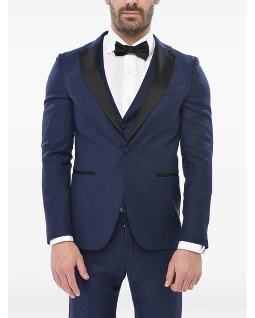 Corneliani Blue Three-Piece Dinner Suit for men