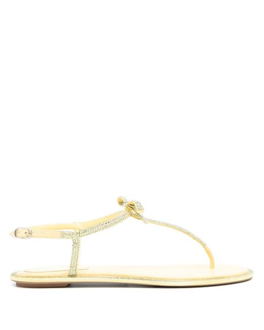 Rene Caovilla White Caterina Rhinestone-Embellished Leather Sandals