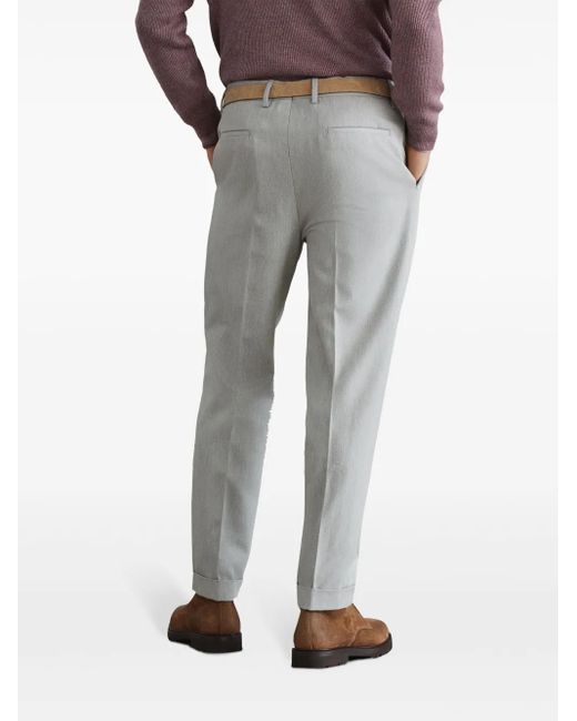Brunello Cucinelli Gray Pressed-Crease Tapered Trousers for men