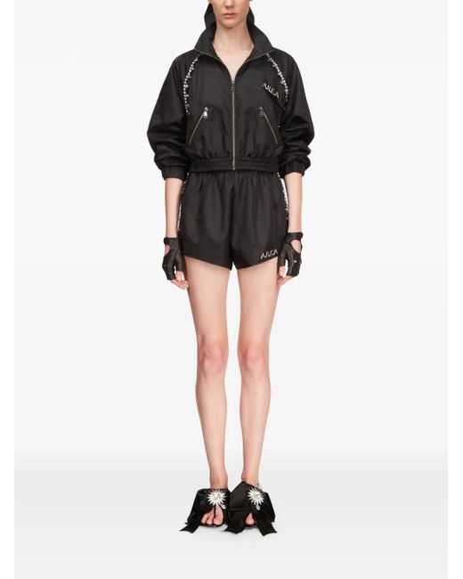 Area Black Crystal Trim Track Shorts