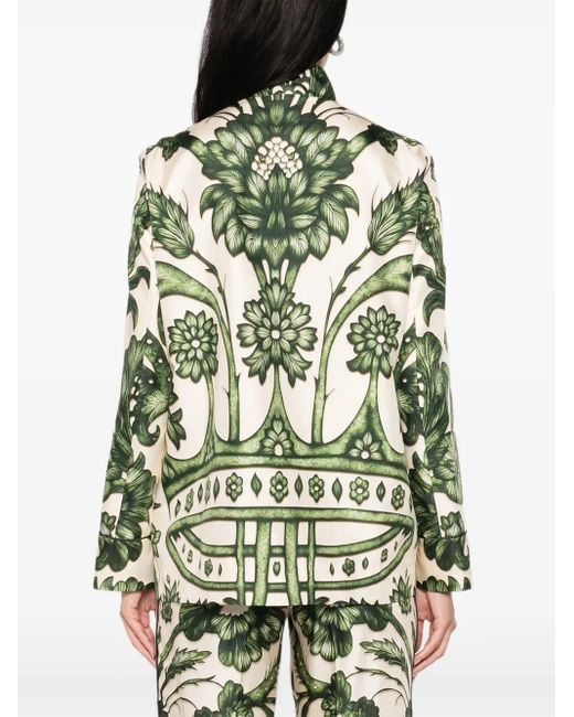 F.R.S For Restless Sleepers Green Seidenhemd mit Blumen-Print