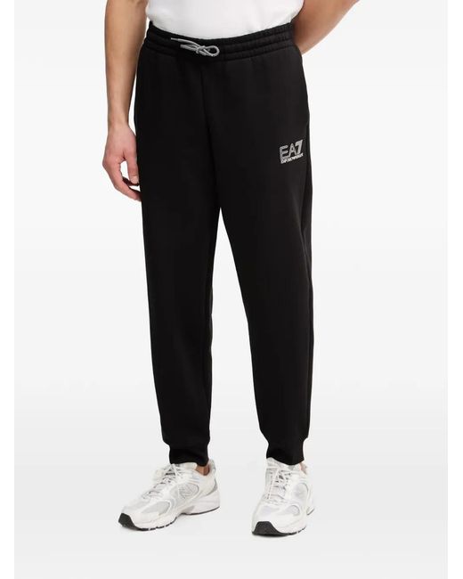 EA7 Black Zip Drawstring Hoodie for men