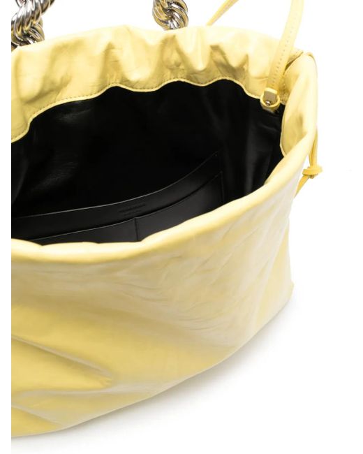 Jil Sander Yellow Metallic Top-Handle Leather Tote Bag