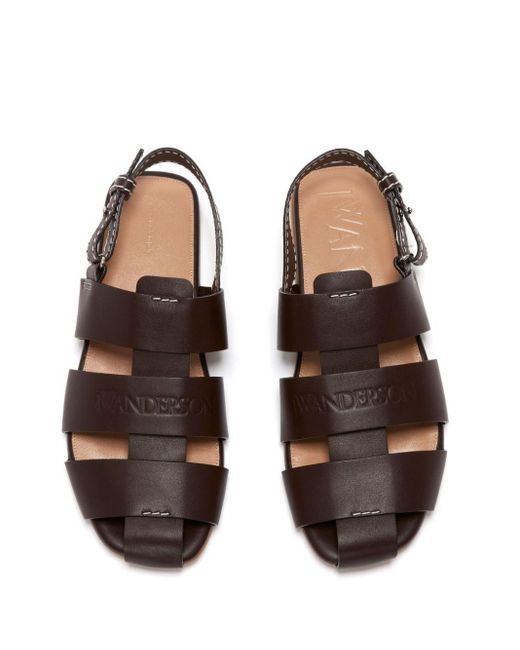 J.W. Anderson Brown Caged Leather Slingback Sandals