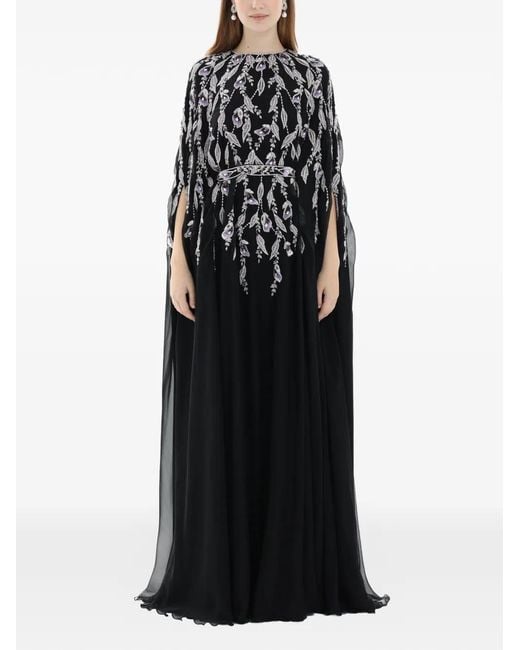 Dina Melwani Black Robe Longue À Ornements