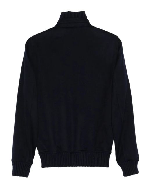 KIRED Blue Ribbed-Knit Zip-Up Jacket for men