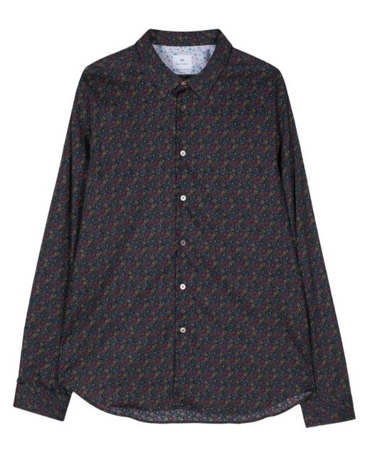 PS by Paul Smith Black Small Floral-print Shirt for men