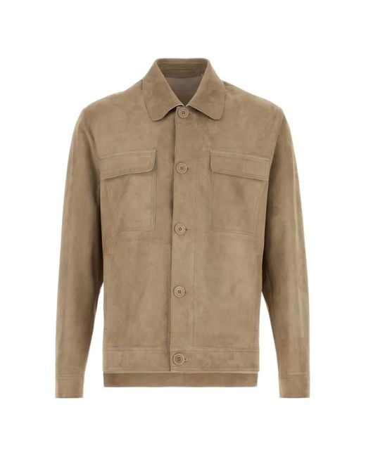 SANTORO Natural Suede Flap-Pocket Jacket for men