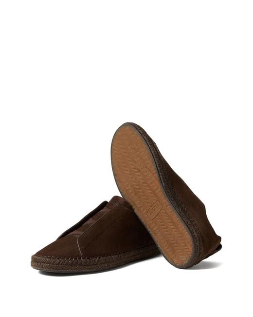 Zegna Brown Triple-Stitch Espadrilles for men