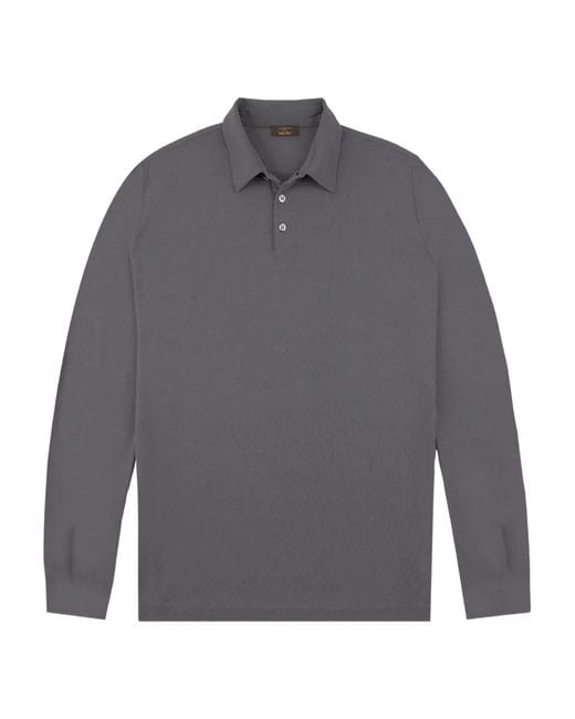 Slowear Gray Button Closure Cotton Polo Shirt for men