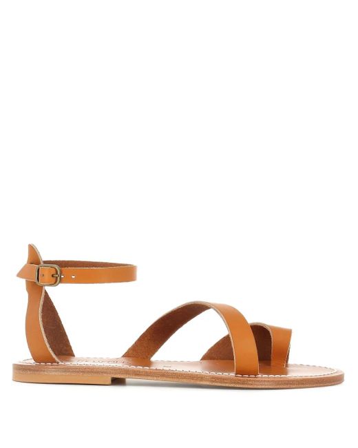 K. Jacques Brown Ankle-Strap Flat Sandals