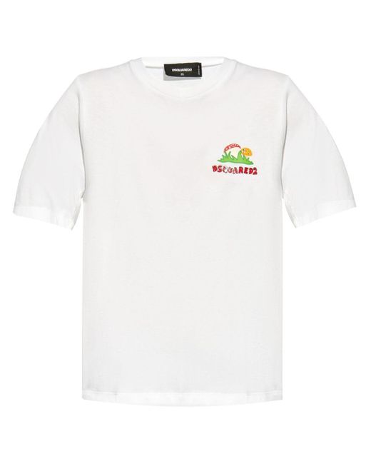 T-shirt en coton à imprimé graphique DSquared² en coloris White