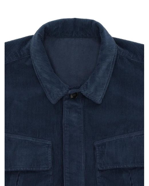 Fortela Blue Corduroy Pockets Overshirt for men