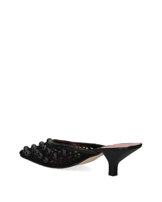Ras Black Beaded Mesh Mules