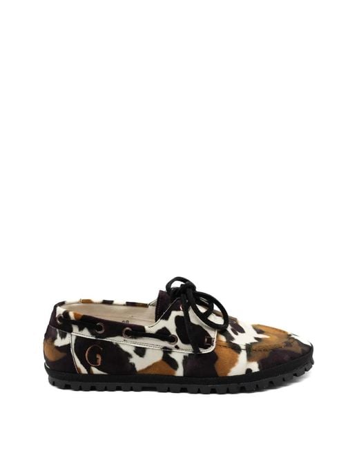 Gondolina Black Rodeo Cow-Print Boat Shoes