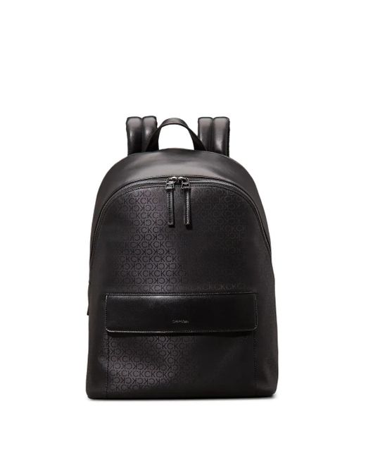 Calvin Klein Black Monogram Logo Backpack for men