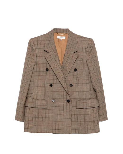 Chloé Brown Double-Breasted Tailored Jacket