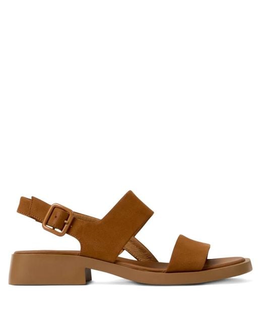 Camper Brown Dana Buckle Strap Sandals