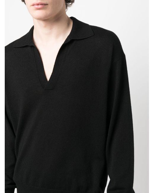 AURALEE Spread-collar Polo Shirt in Black for Men | Lyst UK