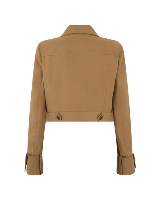 Alberta Ferretti Natural Button-Up Cropped Jacket