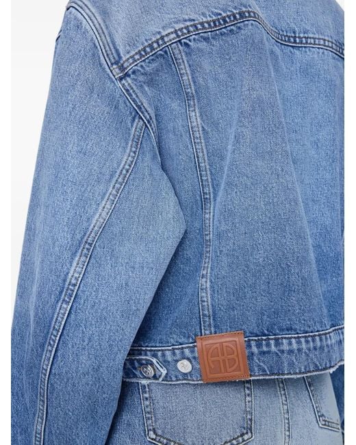 Anine Bing Blue Quincy Buttoned Denim Jacket