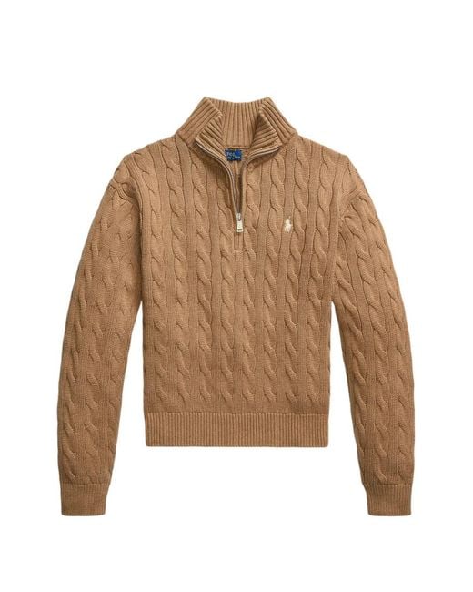 Polo Ralph Lauren Natural Cable-Knit Zip Sweater