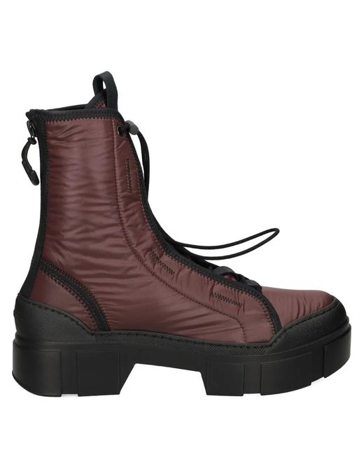 Vic Matié Brown Quilted Platform Combat Boots