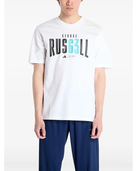 Adidas White X Mercedes Amg Petronas Formula One Team George Russell T-Shirt for men