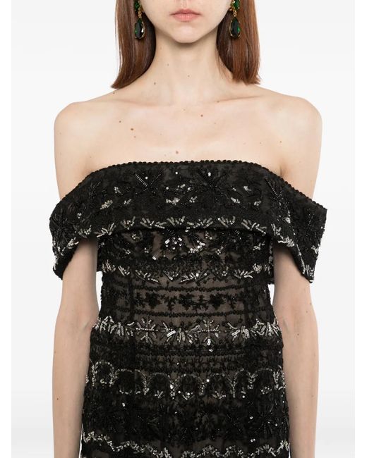 Saiid Kobeisy Black Beaded Tulle Dress