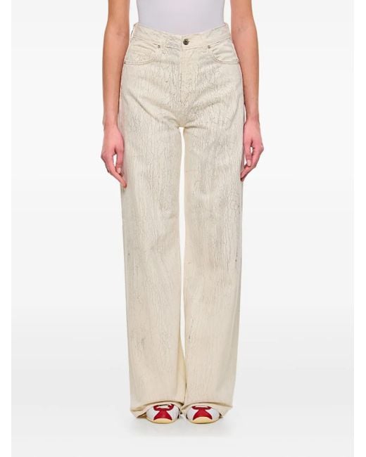 Halfboy White Cracked-Effect Jeans
