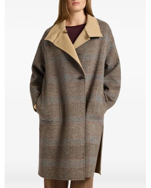 Elena Miro Brown Check Toggle-Fastening Jacket