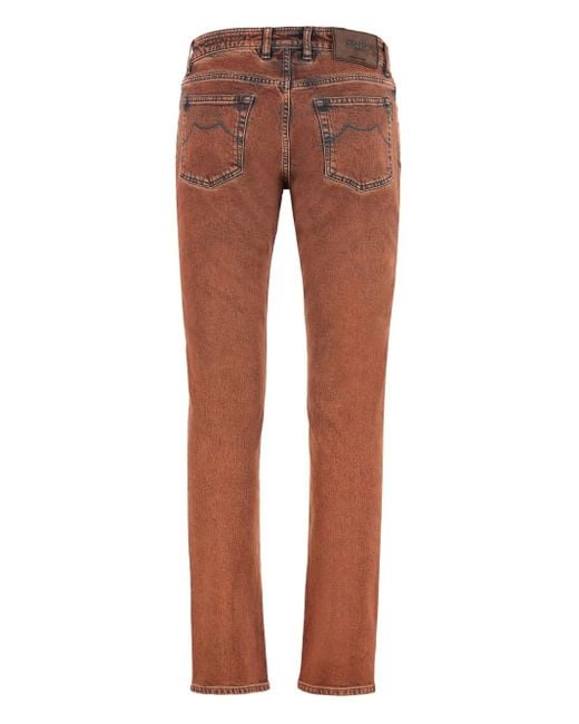 Moorer Brown Five-Pocket Jeans for men