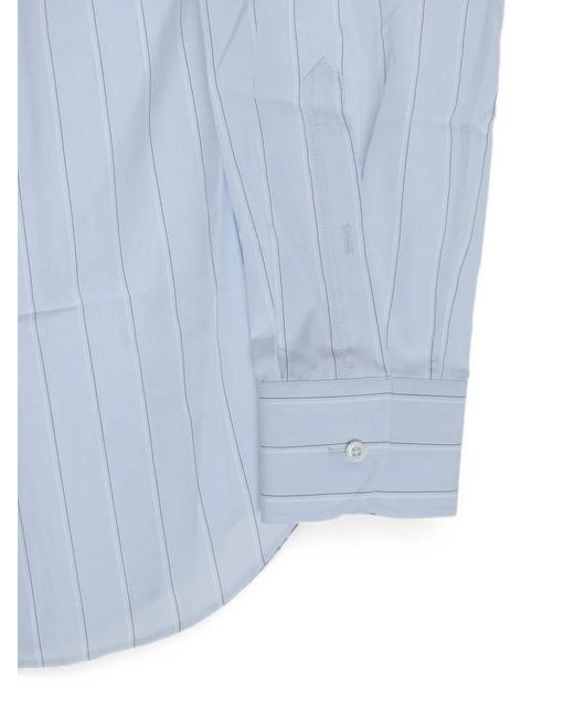 Corneliani Blue Striped French-Collar Shirt for men